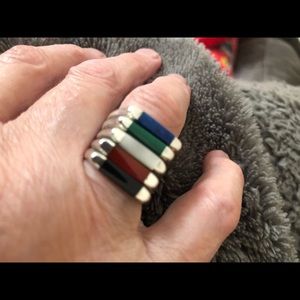 Preowned Sterling silver stackable inlay ring size 6 Excellent